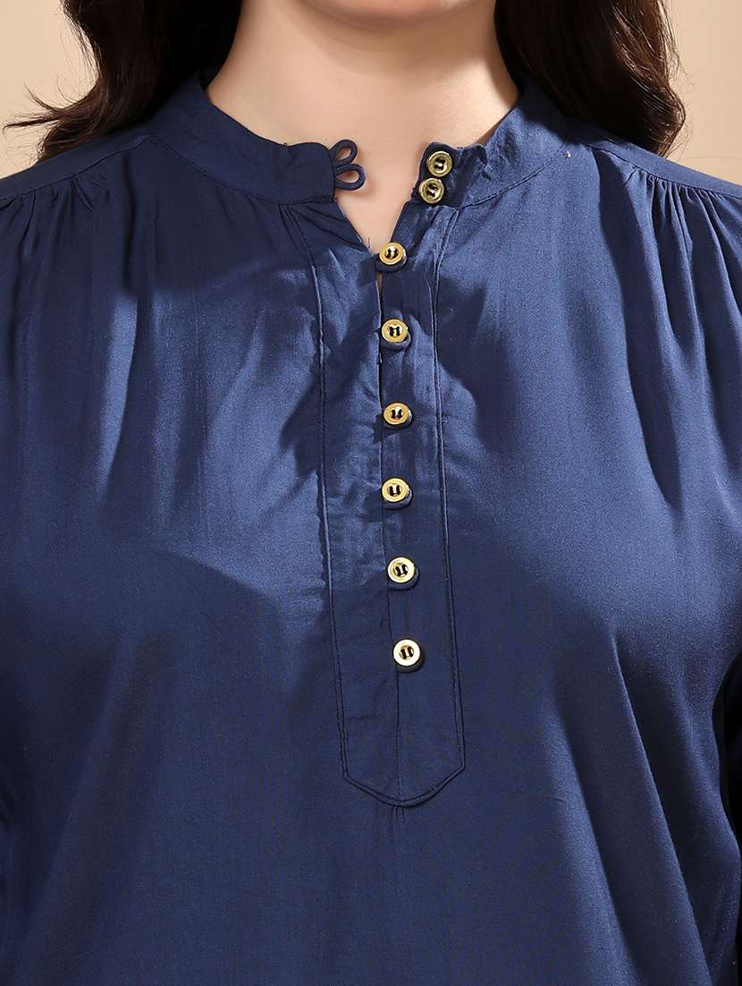 women solid three quarter sleeve regular top - 22079535 - Standard Image - 4