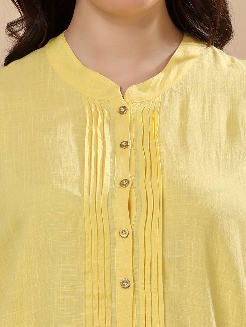 women solid mandarin neck long sleeve top - 22079537 - Standard Image - 4