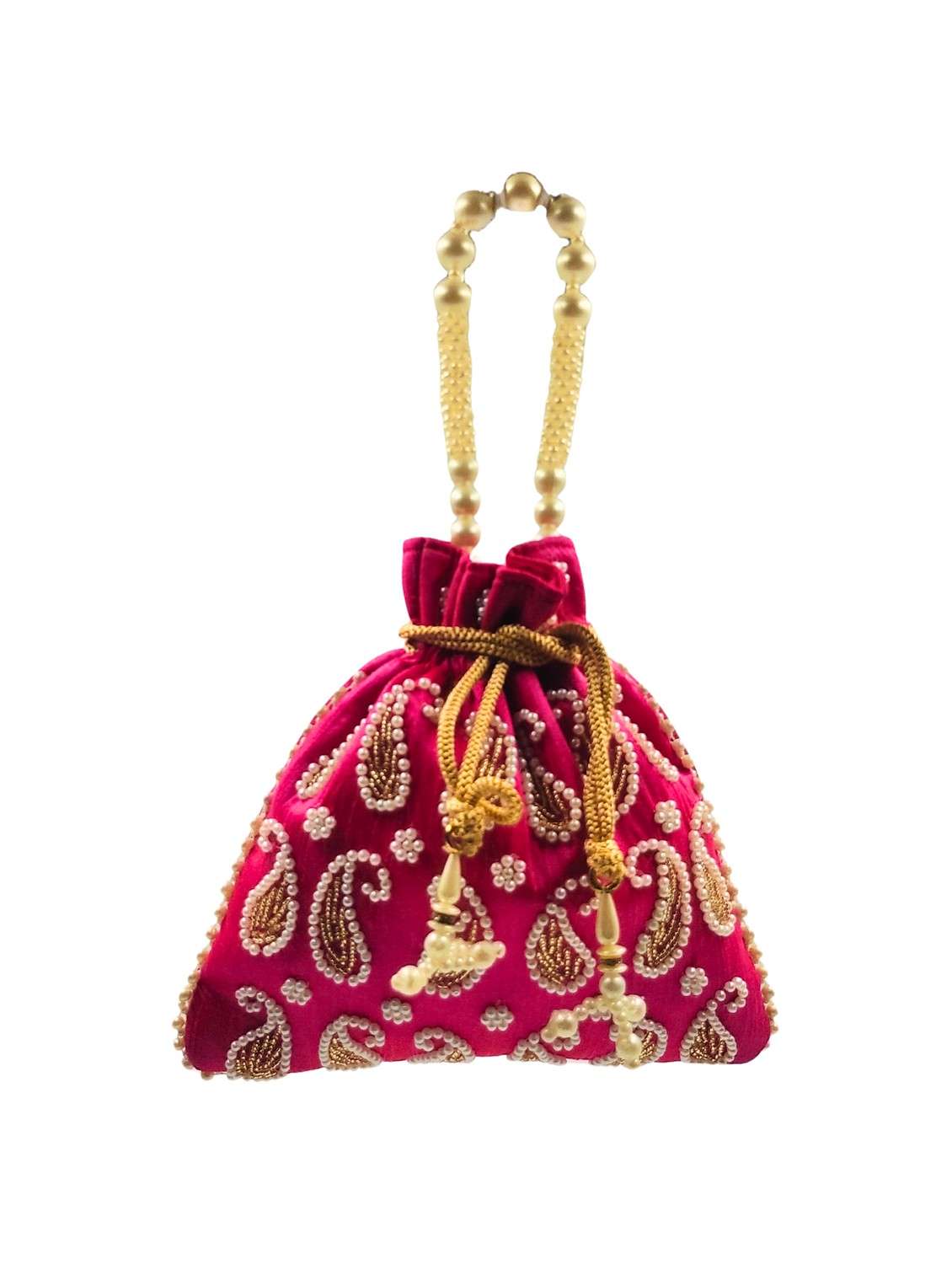 embroidered potli bag with drawstring