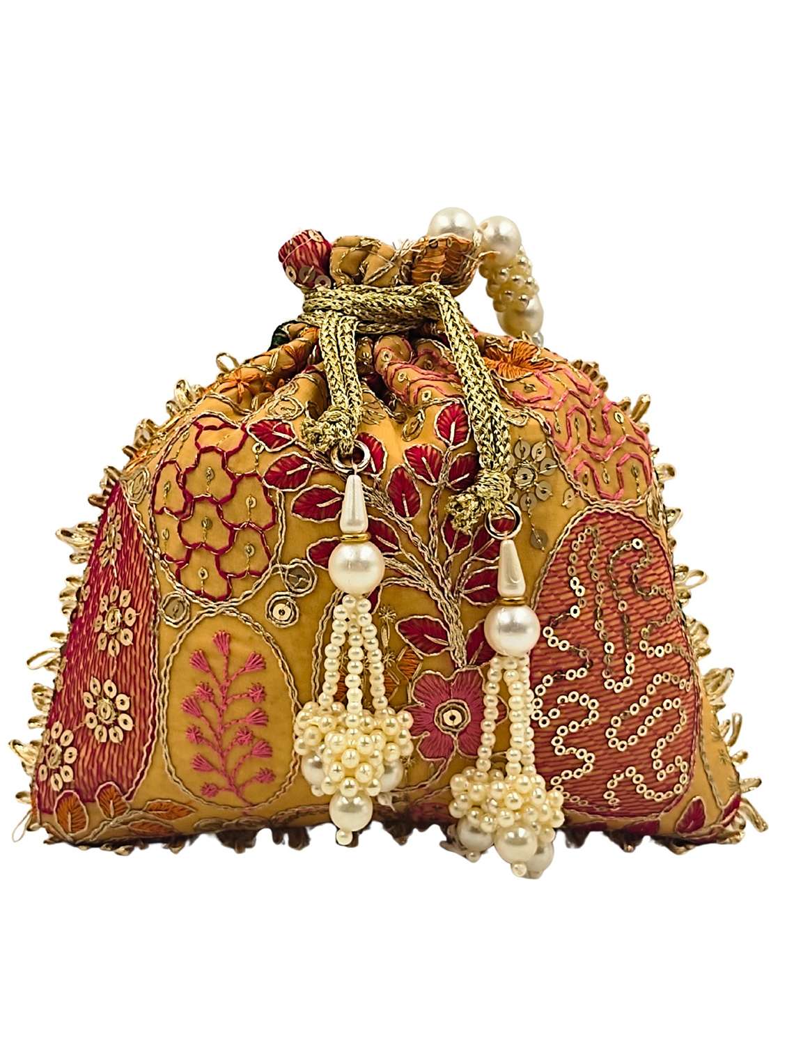 women embroidered potli bag with drawstring - 22079548 - Standard Image - 1