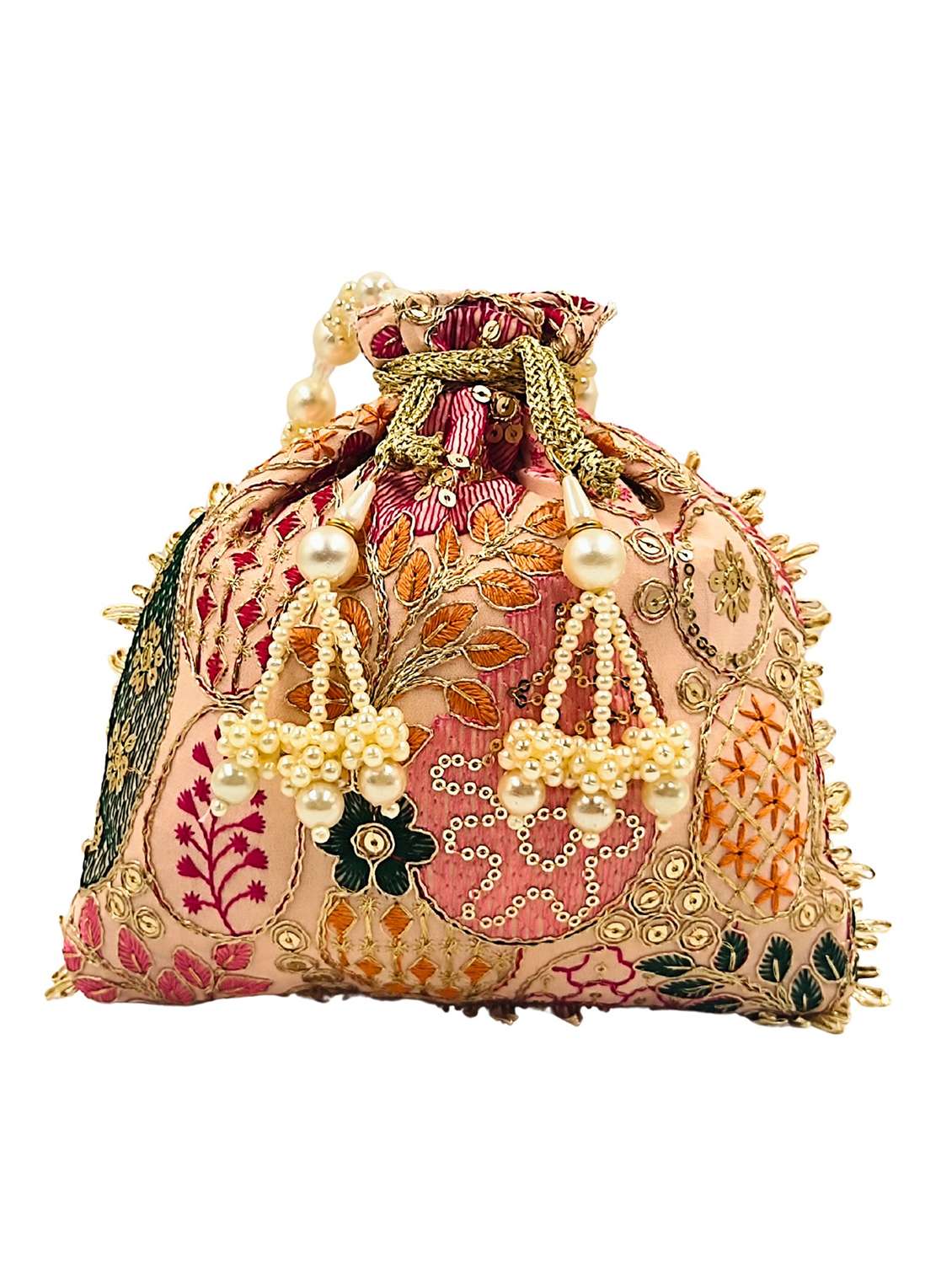 women embroidered potli bag with drawstring - 22079550 -  Standard Image - 1