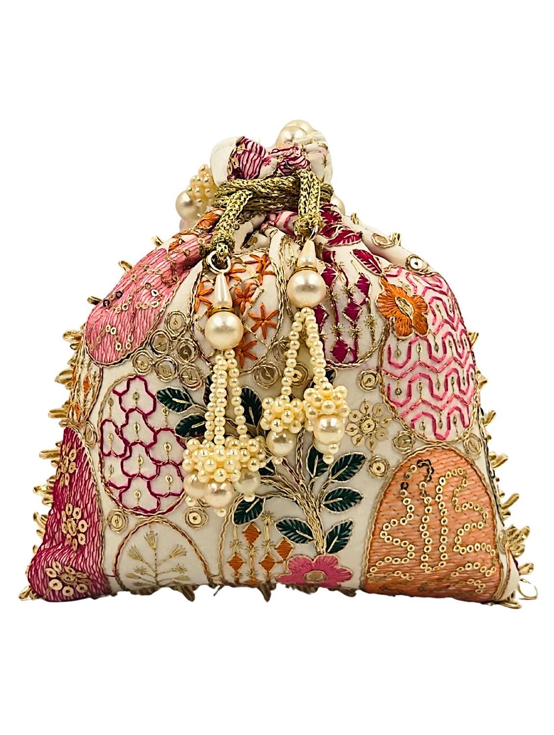 women embroidered potli bag with drawstring - 22079552 -  Standard Image - 1
