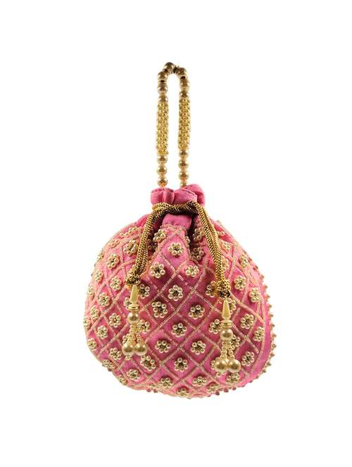 women embroidered potli bag with drawstring - 22079556 - Standard Image - 0