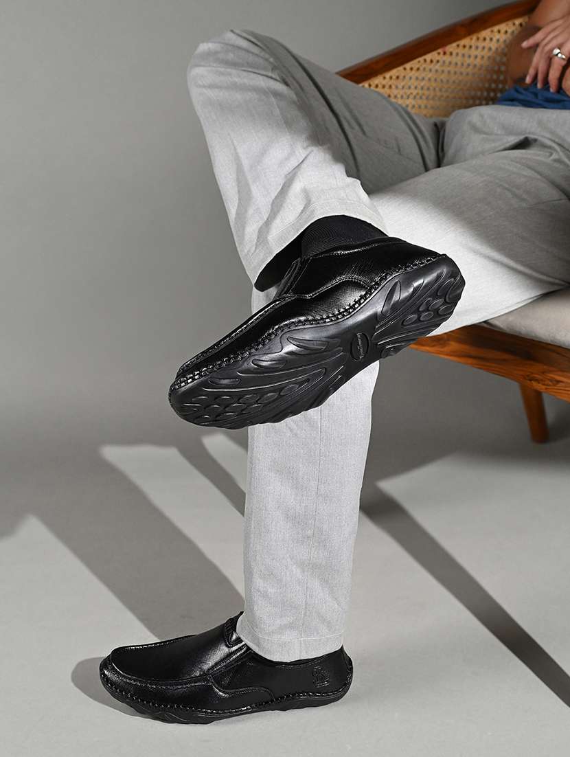 men black slip on formal shoes - 22079563 -  Standard Image - 1