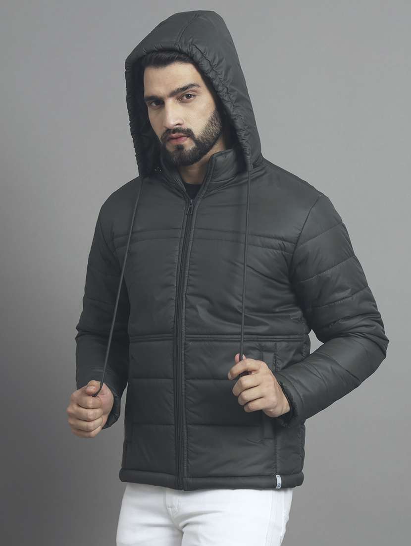 men solid long sleeve hooded puffer jacket - 22079580 -  Standard Image - 1
