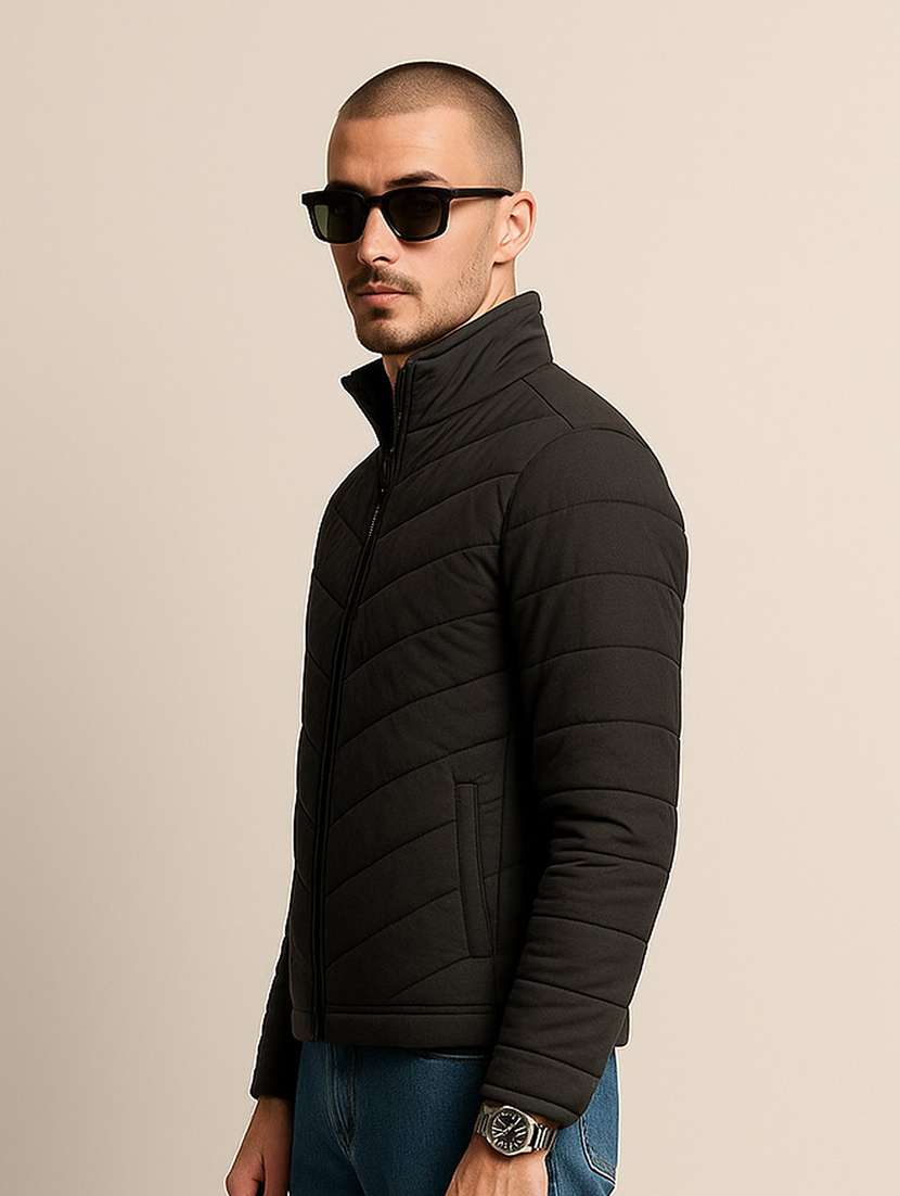 men solid long sleeve puffer jacket - 22079596 -  Standard Image - 1