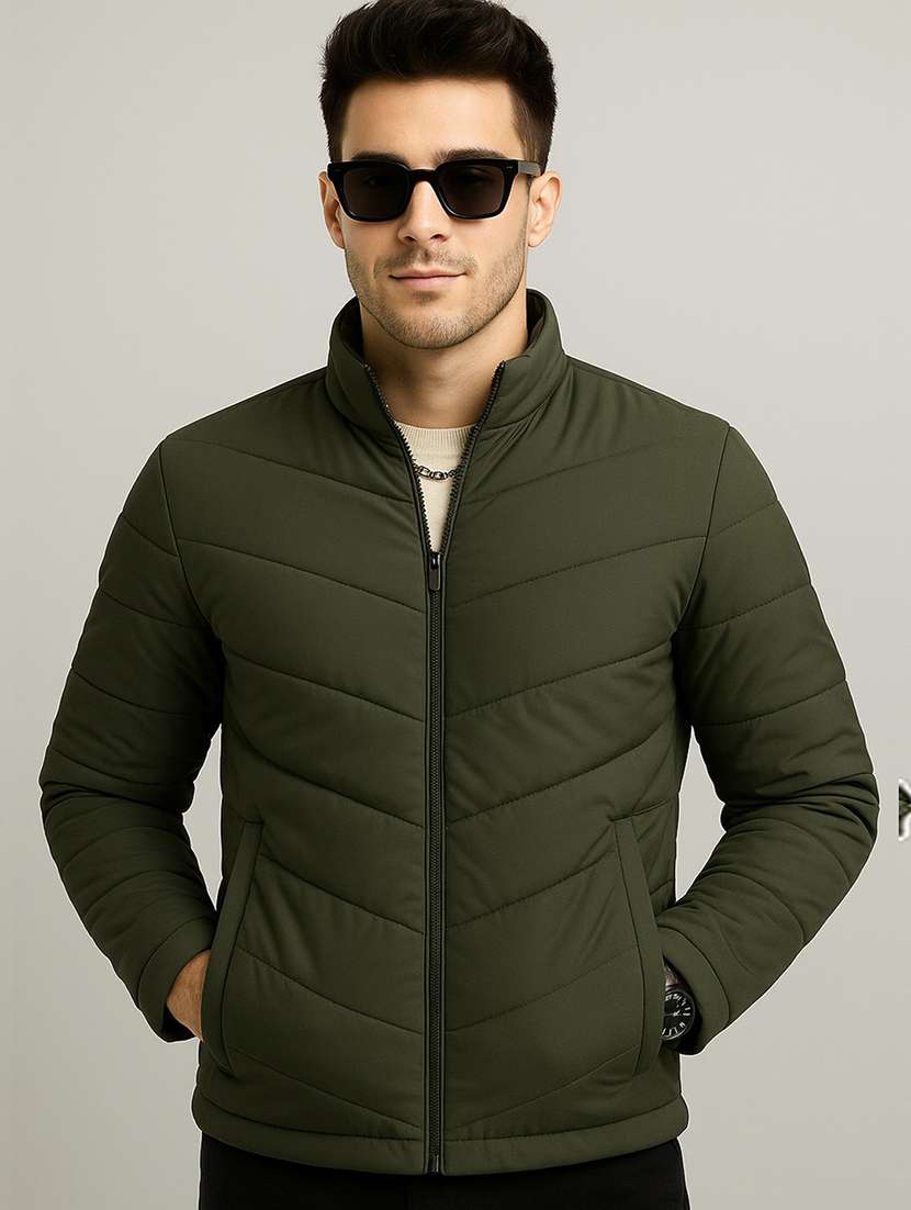 men solid long sleeve puffer jacket - 22079599 -  Standard Image - 1