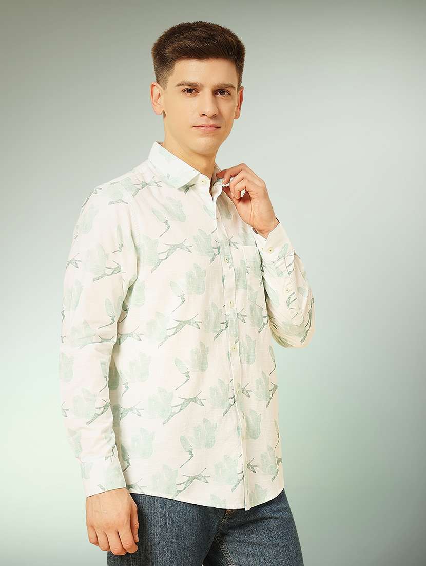 green cotton casual shirt - 22079653 -  Standard Image - 1