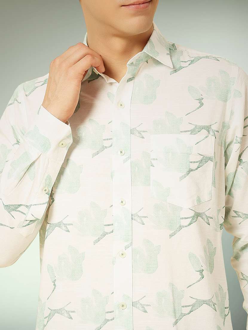 green cotton casual shirt - 22079653 -  Standard Image - 4