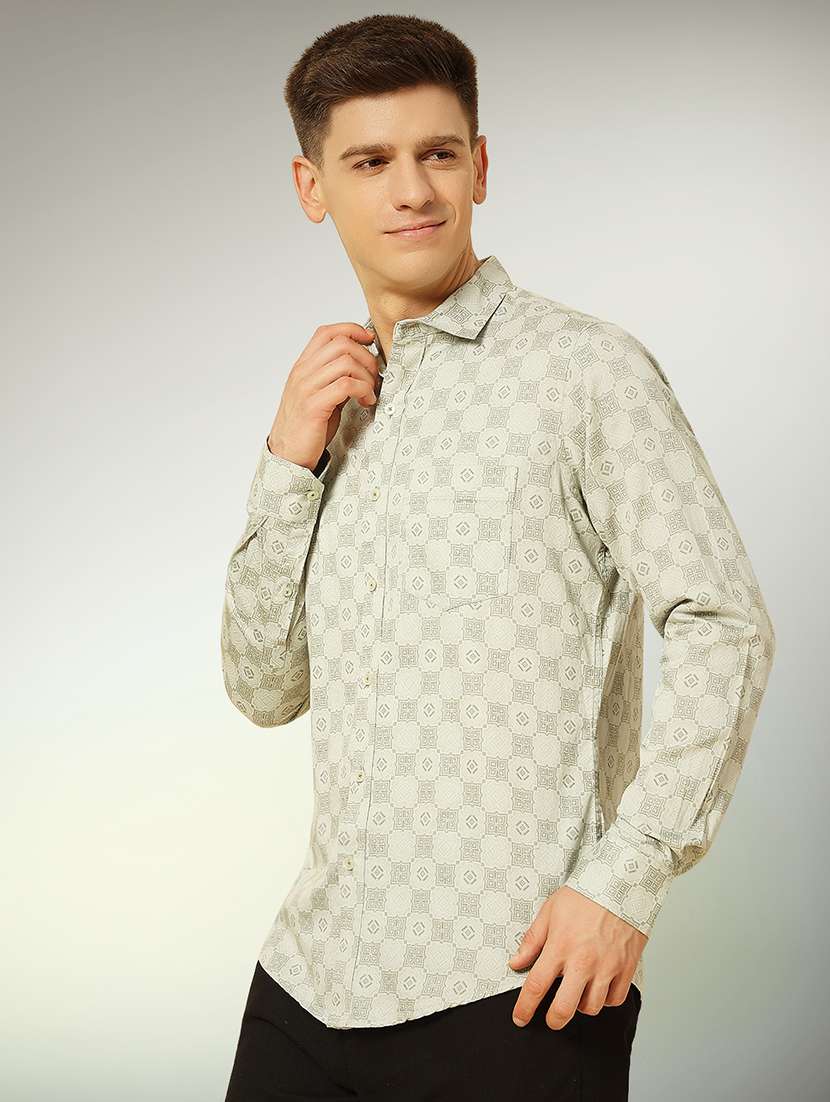 green cotton casual shirt - 22079666 -  Standard Image - 1