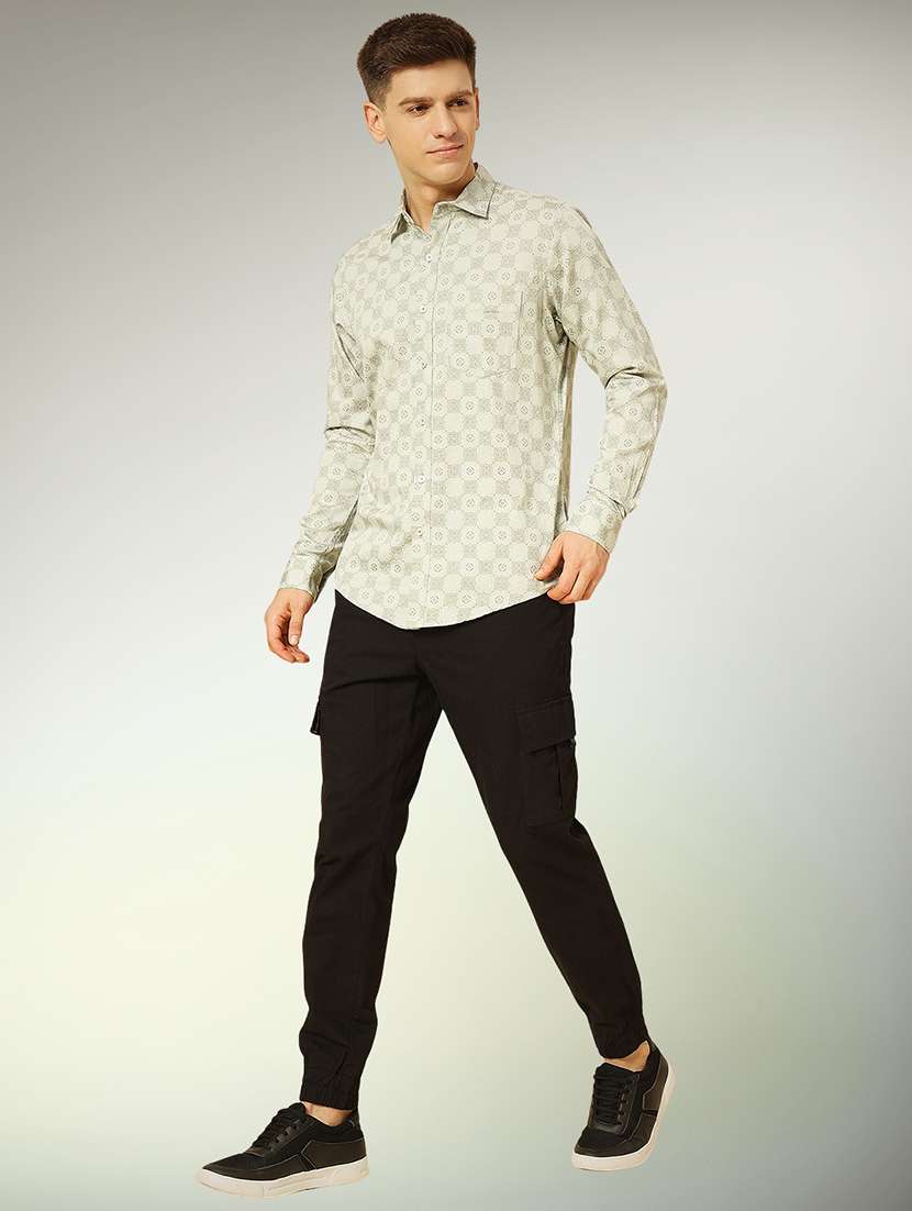 green cotton casual shirt - 22079666 -  Standard Image - 4