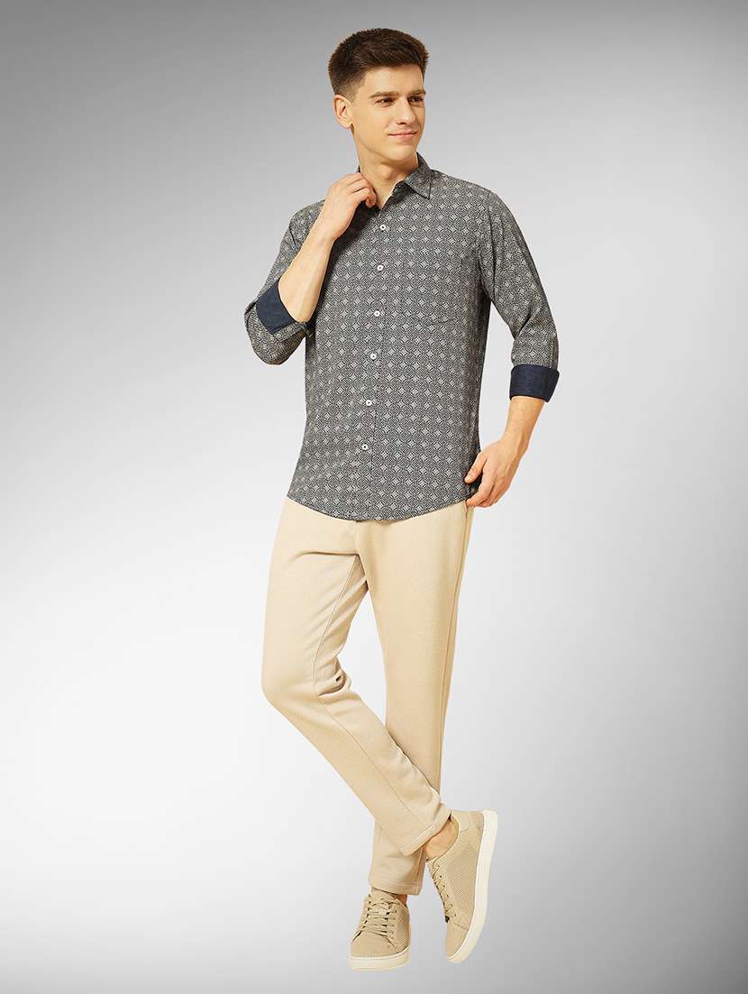 navy blue cotton casual shirt - 22079668 -  Standard Image - 4