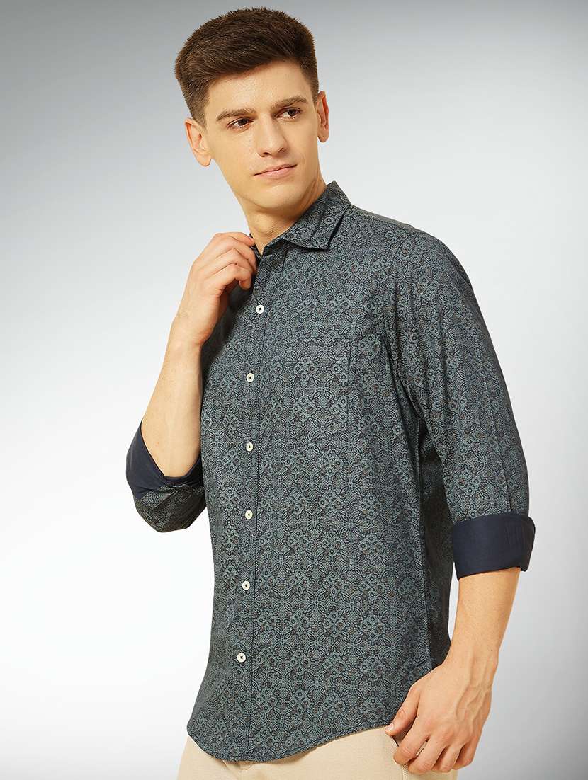 navy blue cotton casual shirt - 22079669 -  Standard Image - 1
