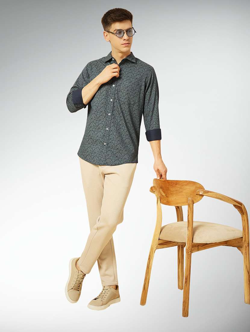 navy blue cotton casual shirt - 22079669 -  Standard Image - 4