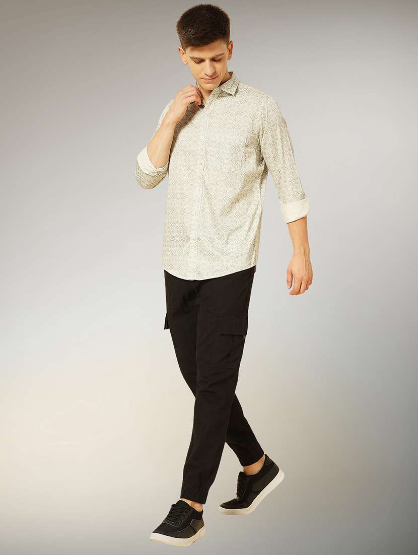 green cotton casual shirt - 22079670 -  Standard Image - 4