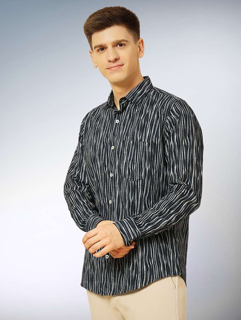 navy blue cotton casual shirt - 22079671 -  Standard Image - 1