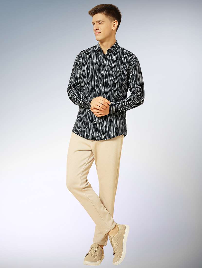navy blue cotton casual shirt - 22079671 -  Standard Image - 4