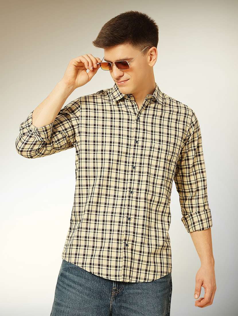 men checkered long sleeve regular fit casual shirt