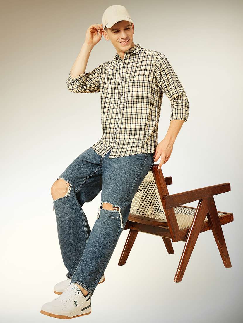 men checkered long sleeve regular fit casual shirt - 22079674 -  Standard Image - 4