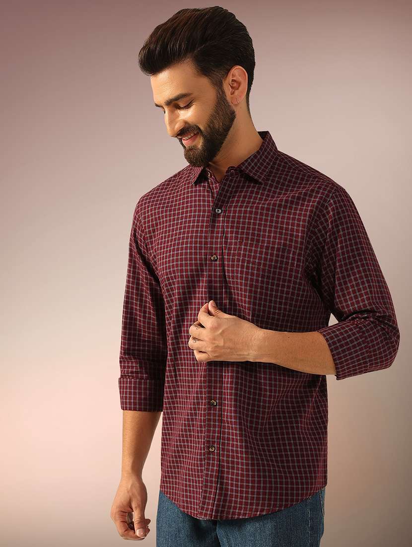 men checkered long sleeve regular fit casual shirt - 22079675 -  Standard Image - 1