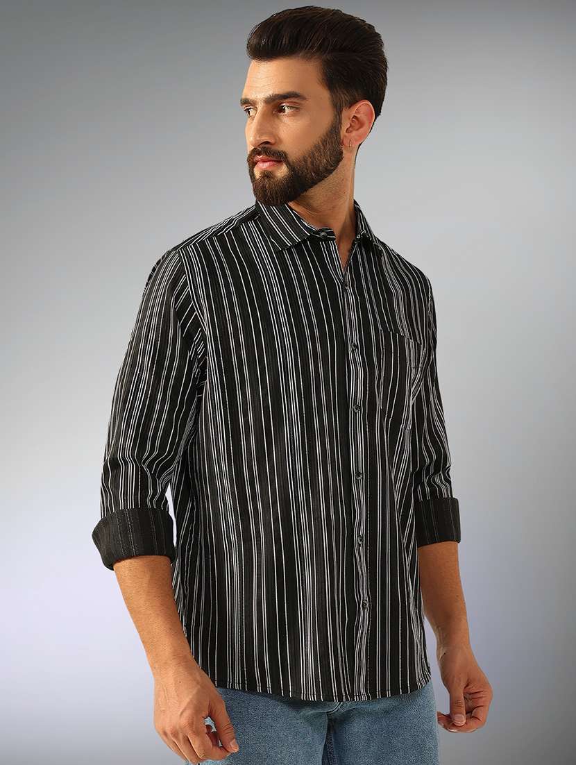 men striped long sleeve regular fit casual shirt - 22079677 -  Standard Image - 1