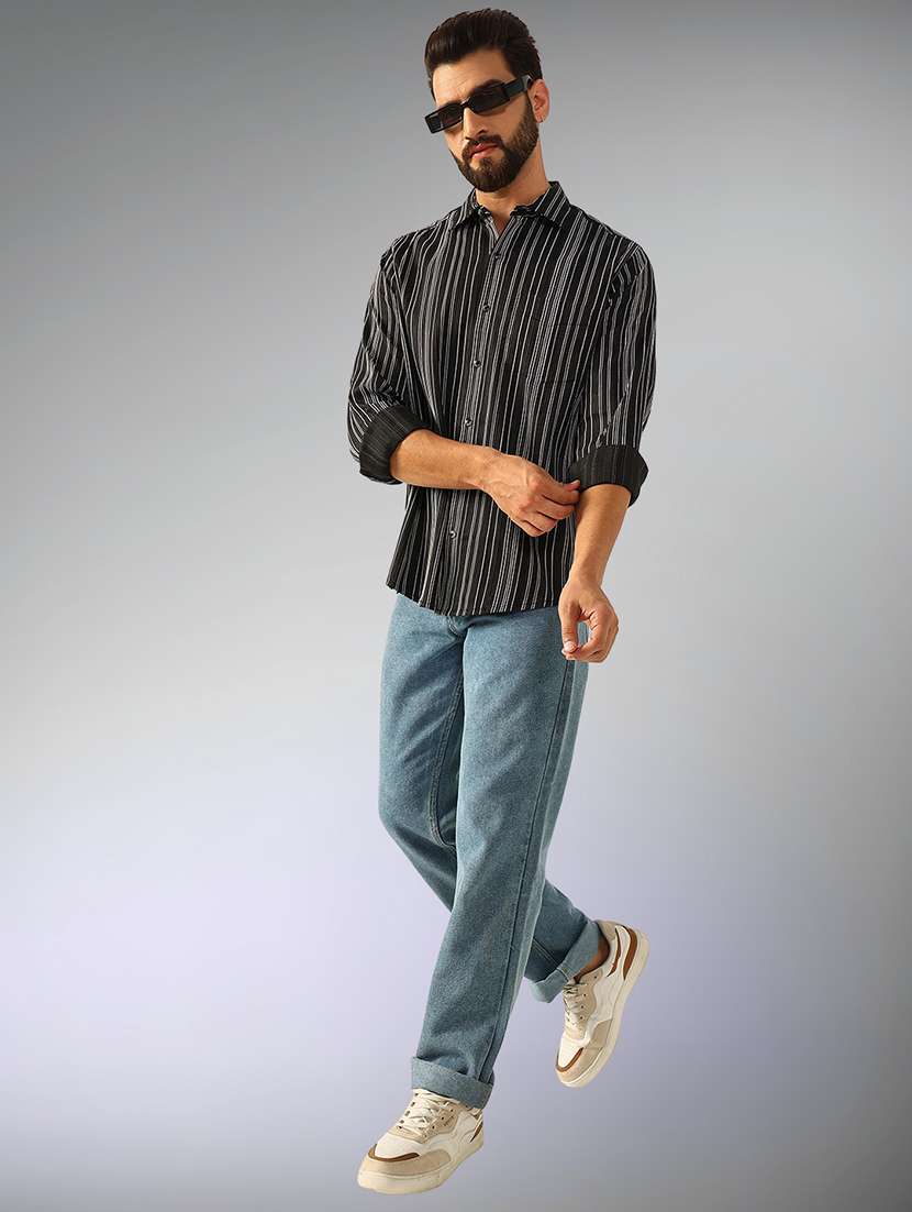 men striped long sleeve regular fit casual shirt - 22079677 -  Standard Image - 4