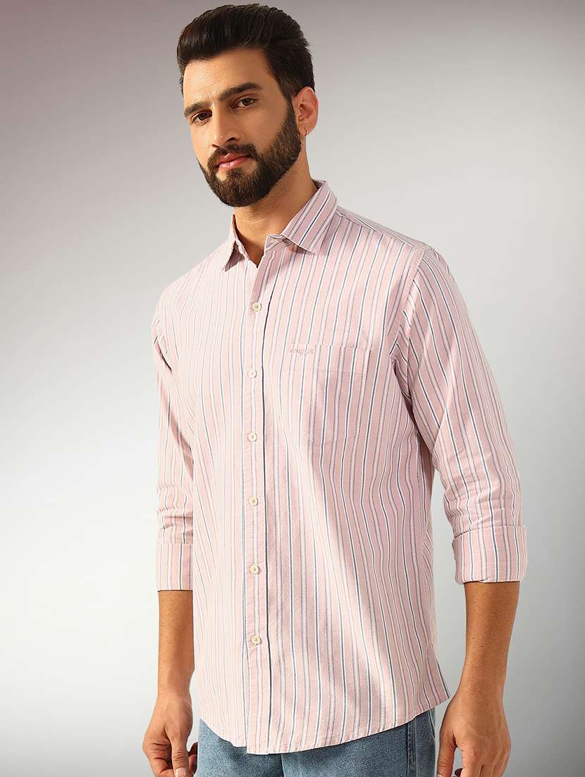 men striped long sleeve regular fit casual shirt - 22079679 -  Standard Image - 1
