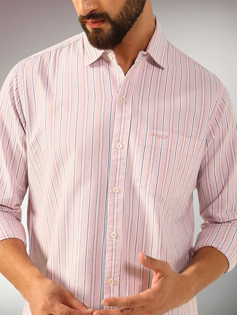 men striped long sleeve regular fit casual shirt - 22079679 -  Standard Image - 4