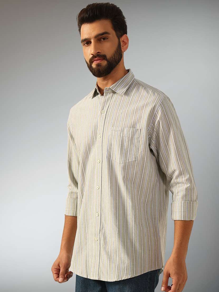 men striped long sleeve regular fit casual shirt - 22079680 -  Standard Image - 1