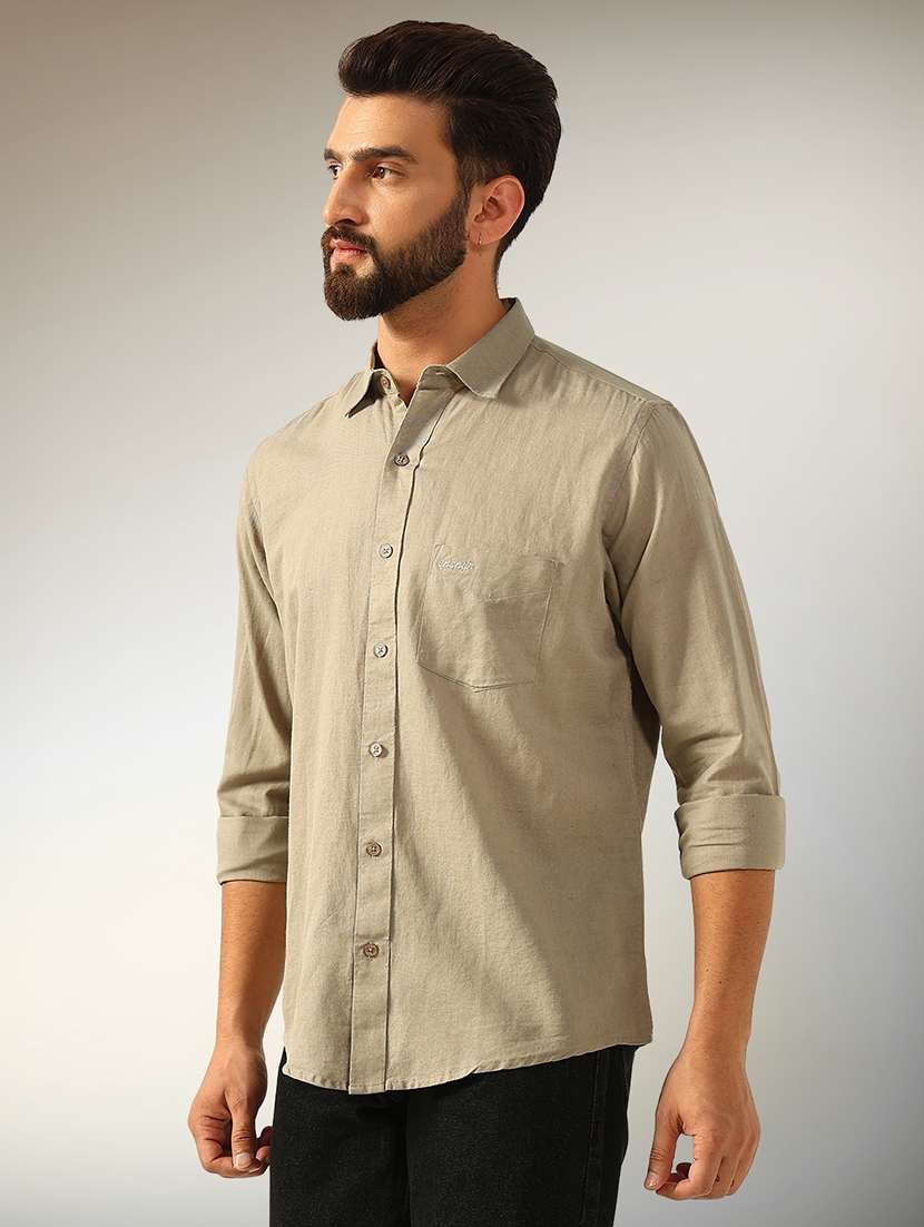 men solid long sleeve regular fit casual shirt - 22079692 -  Standard Image - 1