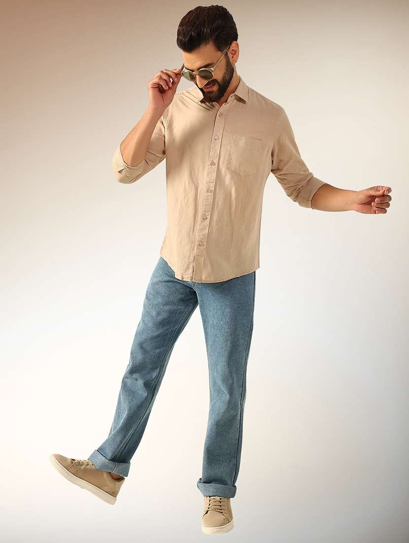 men solid long sleeve regular fit casual shirt - 22079696 - Standard Image - 4