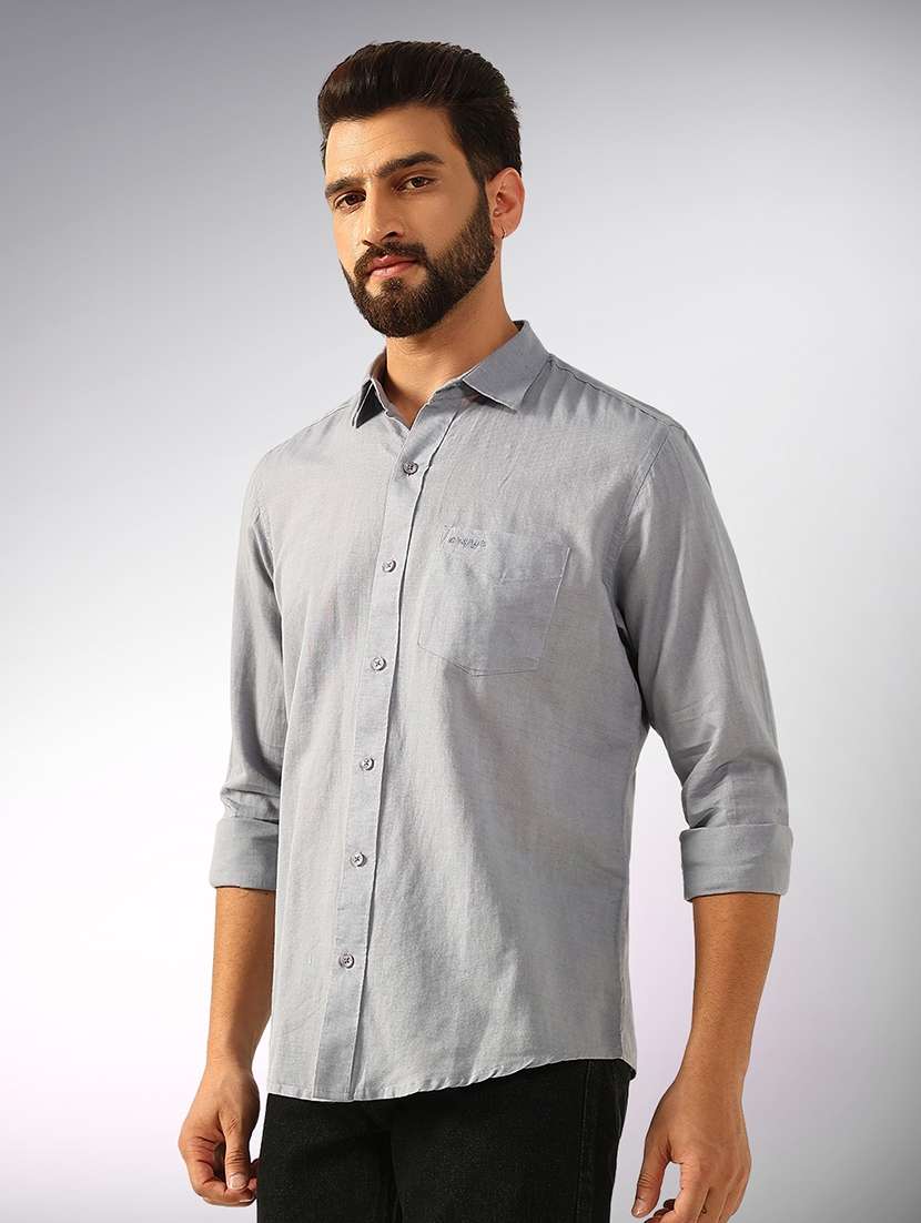 men solid long sleeve regular fit casual shirt - 22079697 - Zoom Image - 0