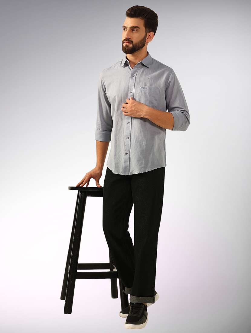 men solid long sleeve regular fit casual shirt - 22079697 - Standard Image - 4