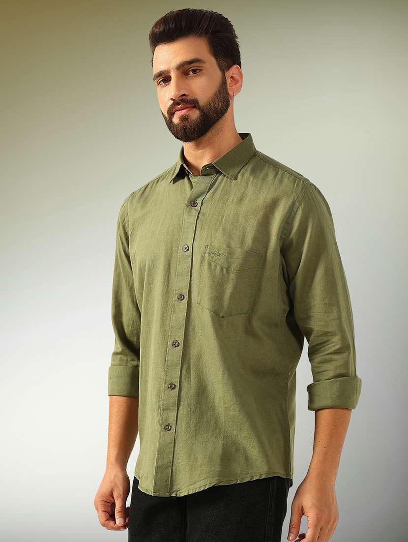 men solid long sleeve regular fit casual shirt - 22079698 -  Standard Image - 1