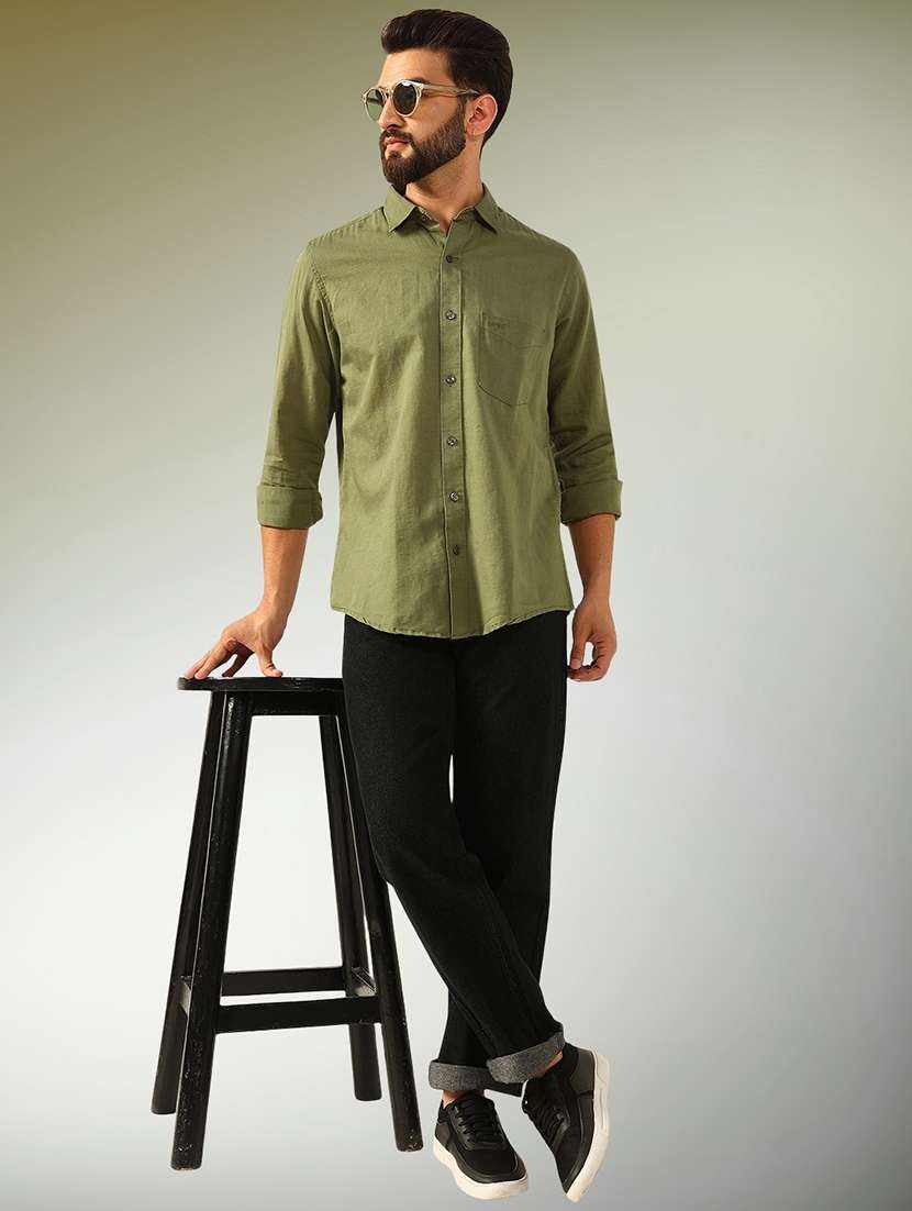 men solid long sleeve regular fit casual shirt - 22079698 -  Standard Image - 4