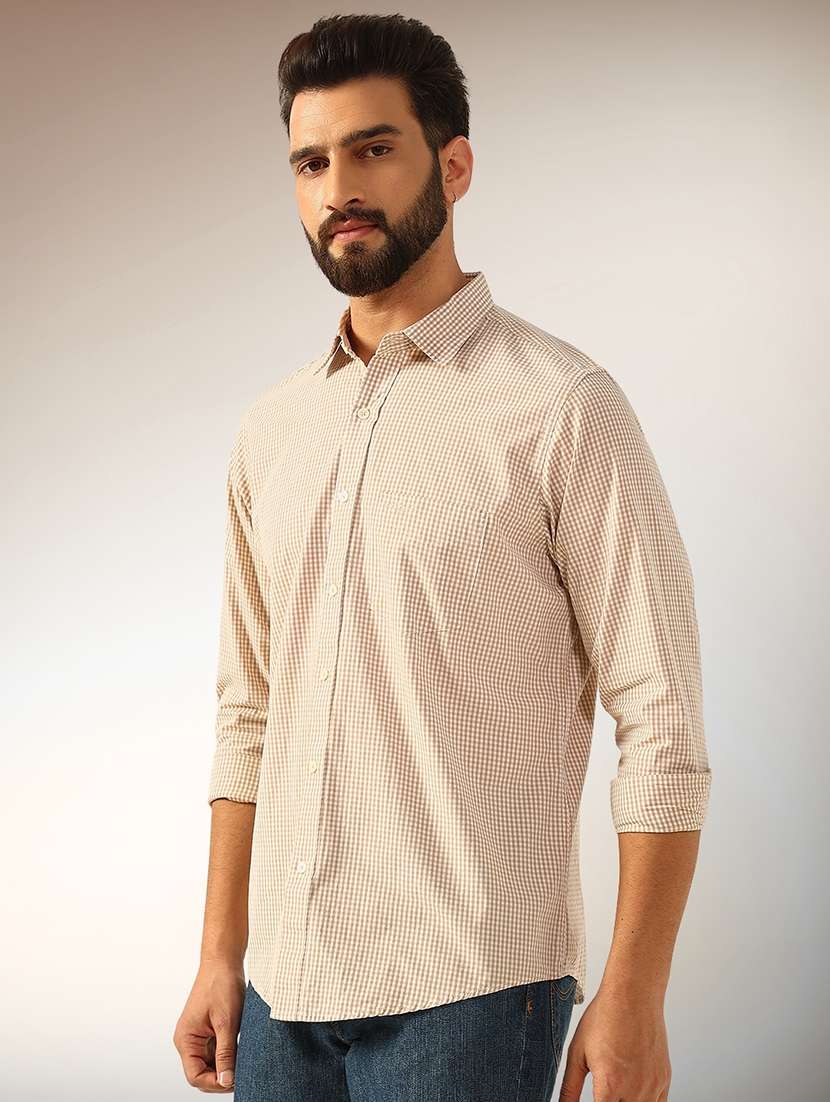 men checkered long sleeve regular fit casual shirt - 22079700 -  Standard Image - 1