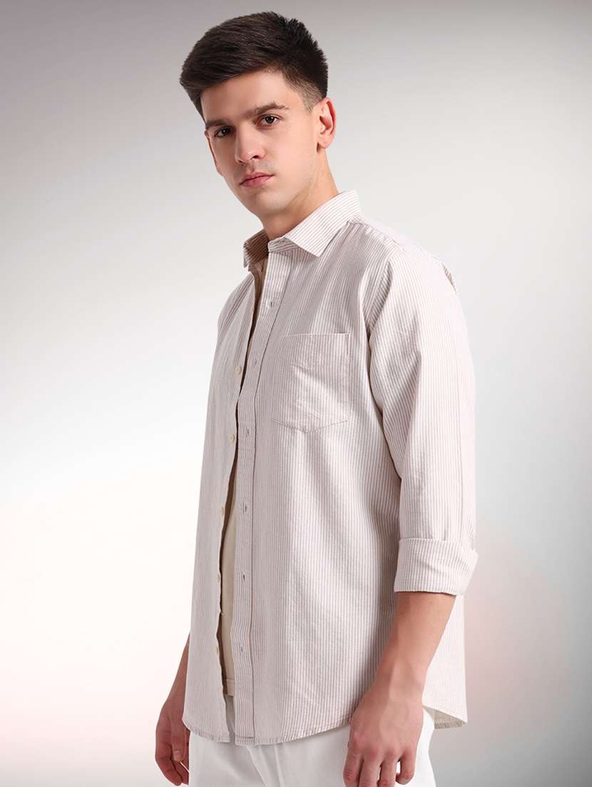 men striped long sleeve regular fit casual shirt - 22079707 -  Standard Image - 1