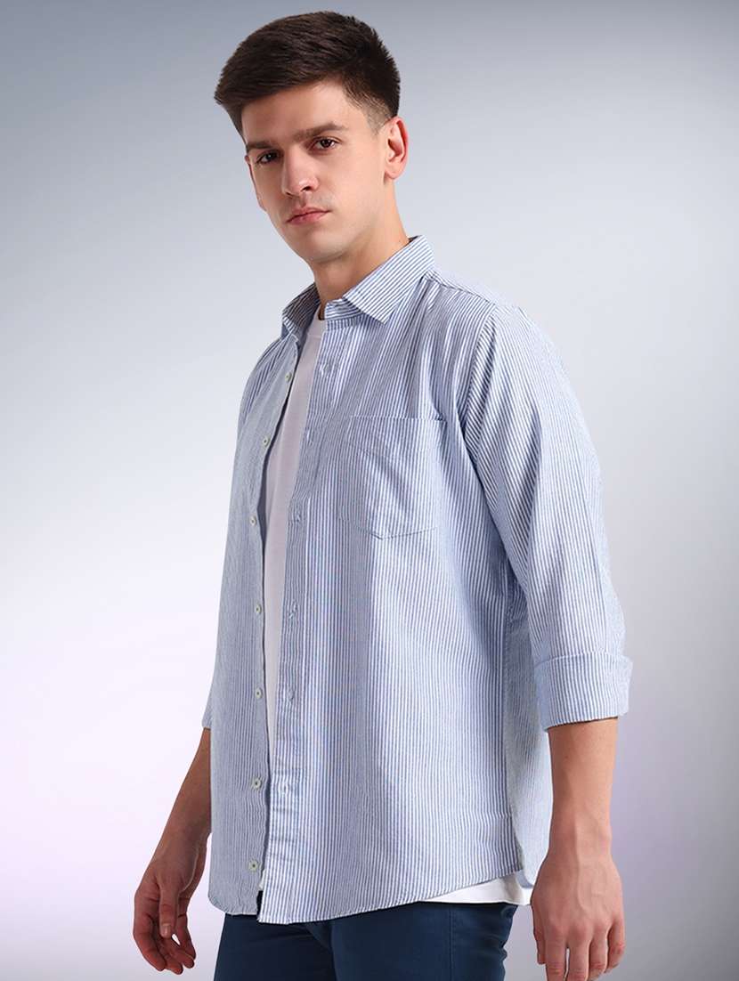 men striped long sleeve regular fit casual shirt - 22079708 -  Standard Image - 1