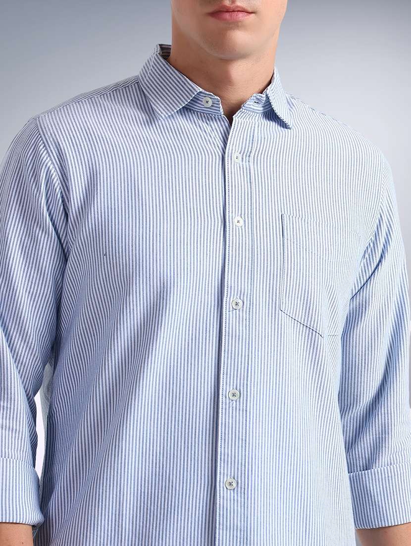 men striped long sleeve regular fit casual shirt - 22079708 - Standard Image - 4