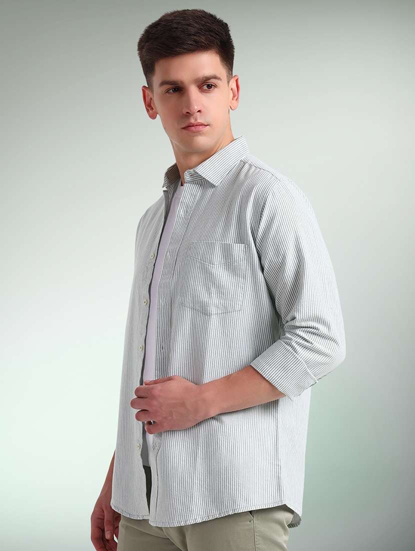 men striped long sleeve regular fit casual shirt - 22079709 - Standard Image - 1