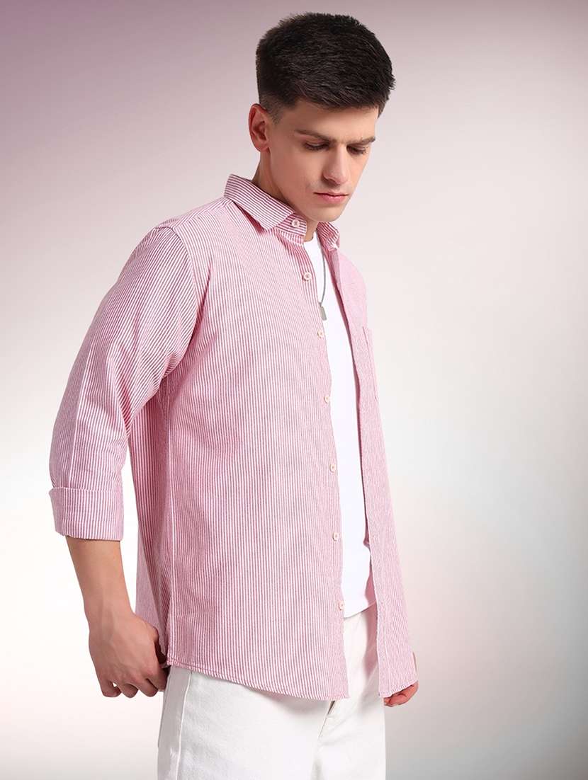 men striped long sleeve regular fit casual shirt - 22079711 - Standard Image - 1