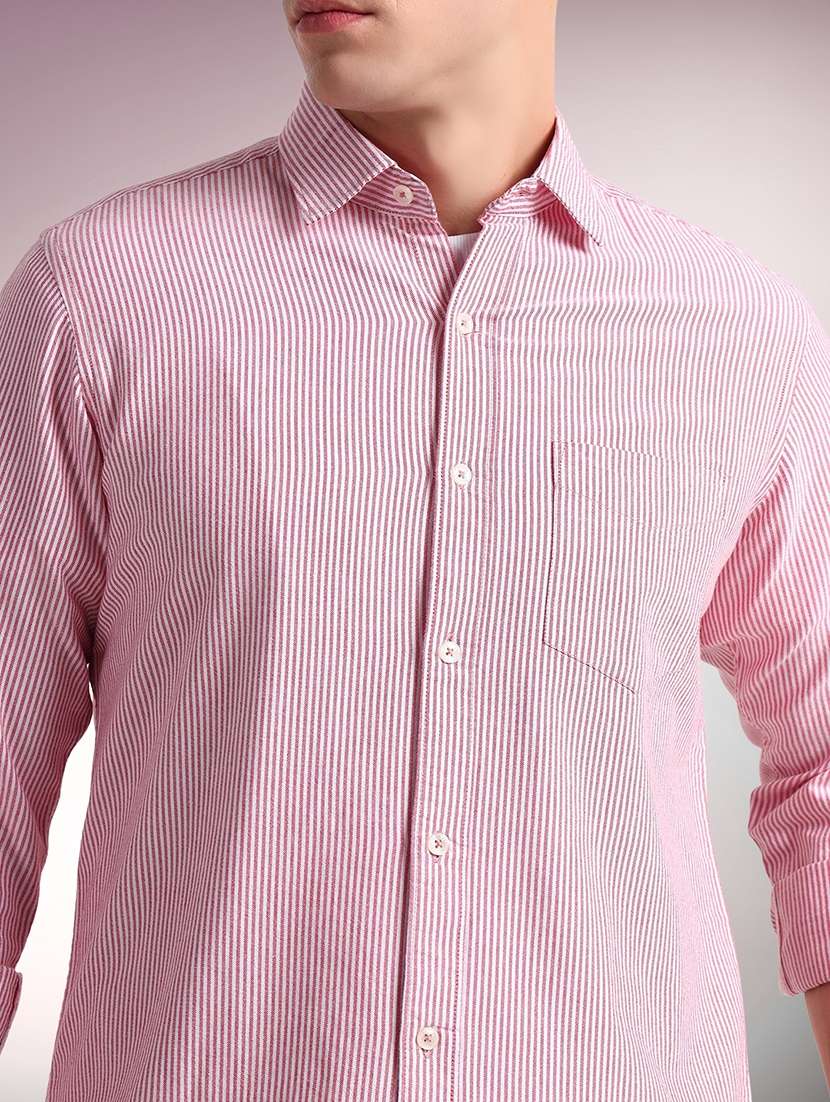 men striped long sleeve regular fit casual shirt - 22079711 - Standard Image - 4