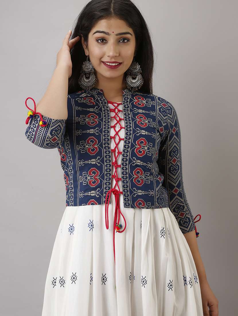 women printed three quarter sleeve ethnic dress - 22079750 -  Standard Image - 1