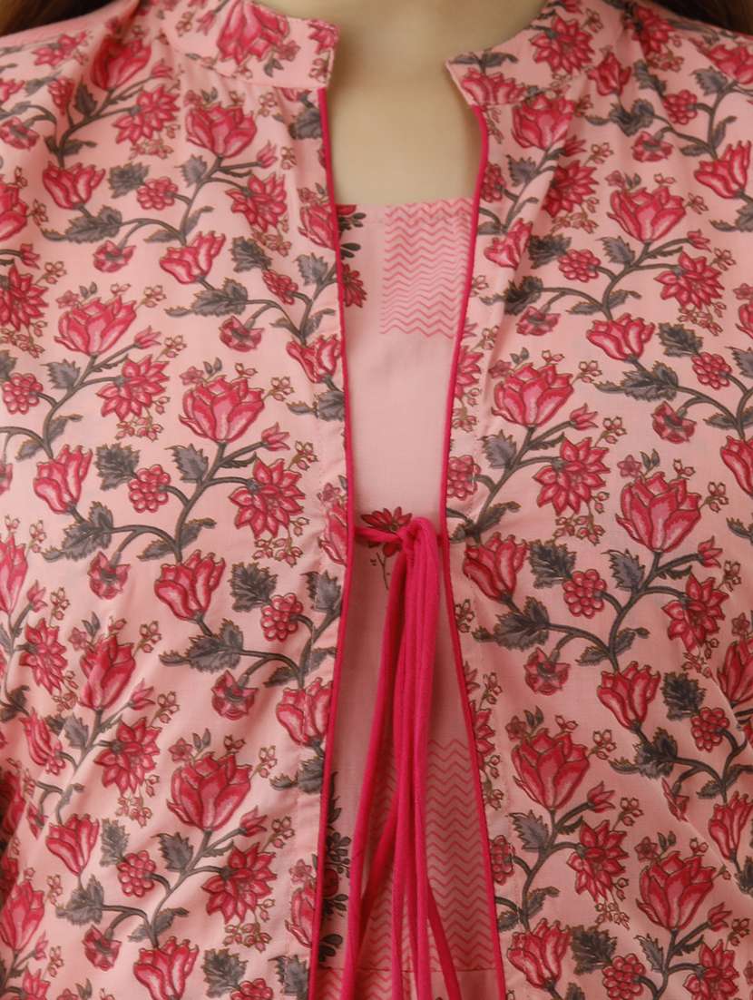 women floral printed three quarter sleeve ethnic dress - 22079754 -  Standard Image - 4