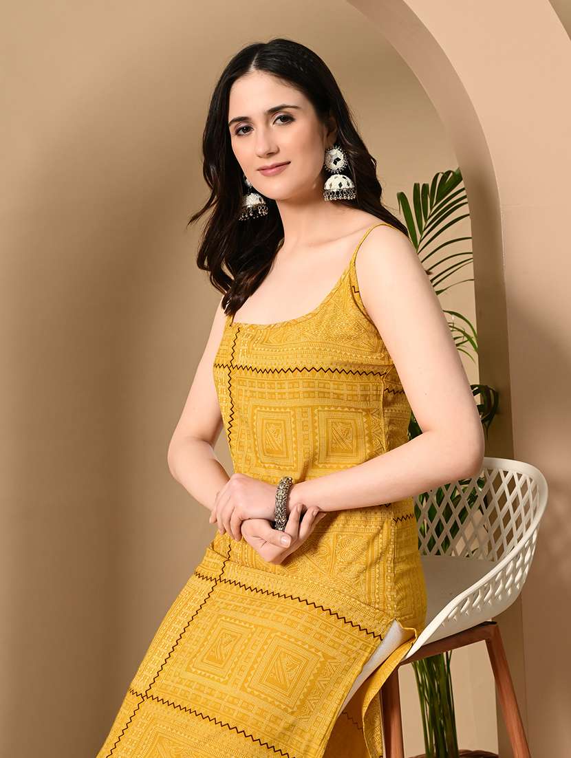 women printed sleeveless straight kurta - 22079758 -  Standard Image - 1