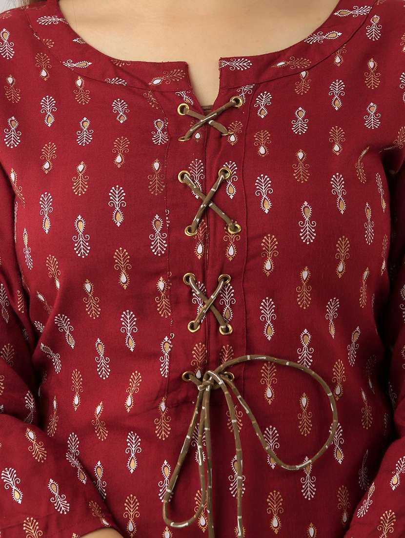 women printed three quarter sleeve straight kurta - 22079765 - Standard Image - 4
