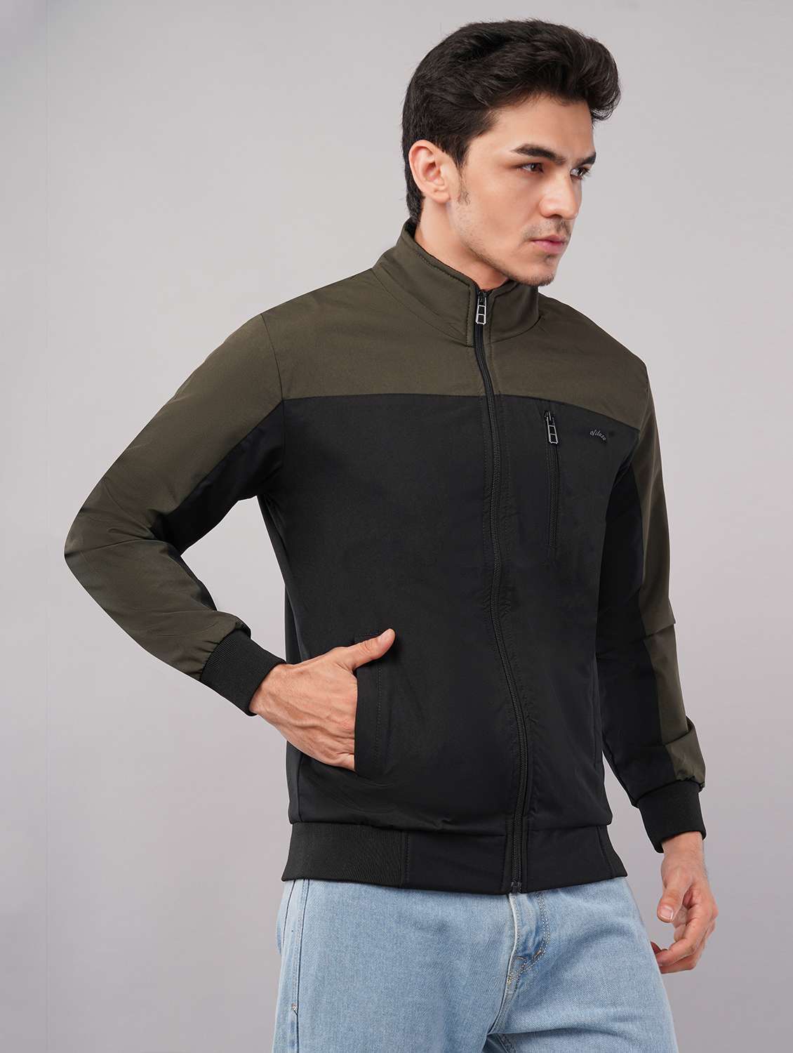 men color block long sleeve windcheater jacket - 22079780 -  Standard Image - 1