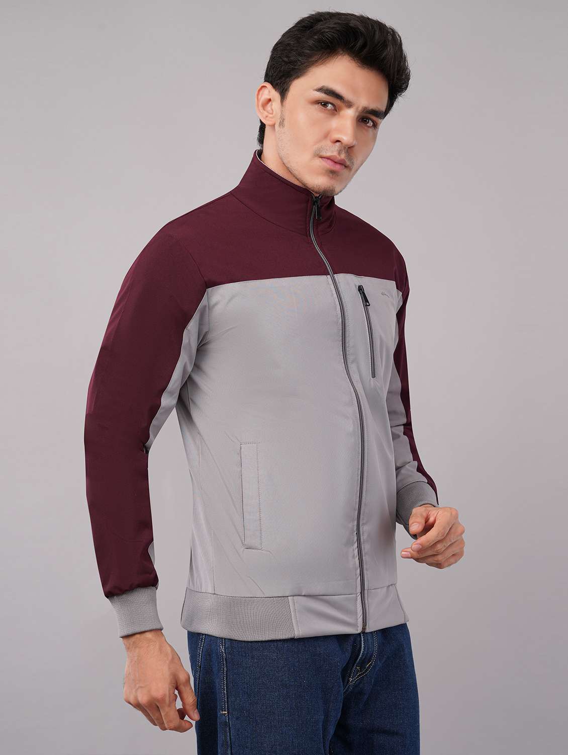 men color block long sleeve windcheater jacket - 22079781 -  Standard Image - 1