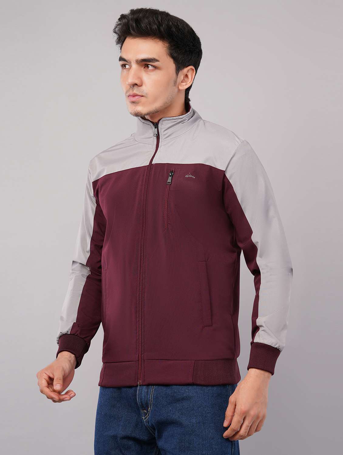 men color block long sleeve windcheater jacket - 22079782 -  Standard Image - 1