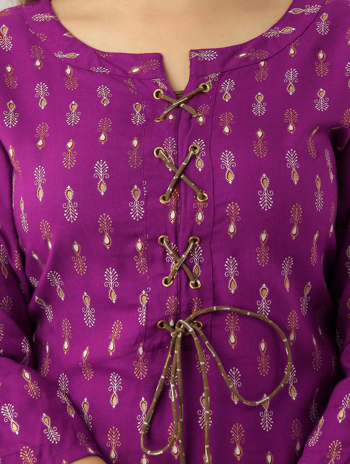 women paisley printed three quarter sleeve straight kurta - 22079787 - Standard Image - 4